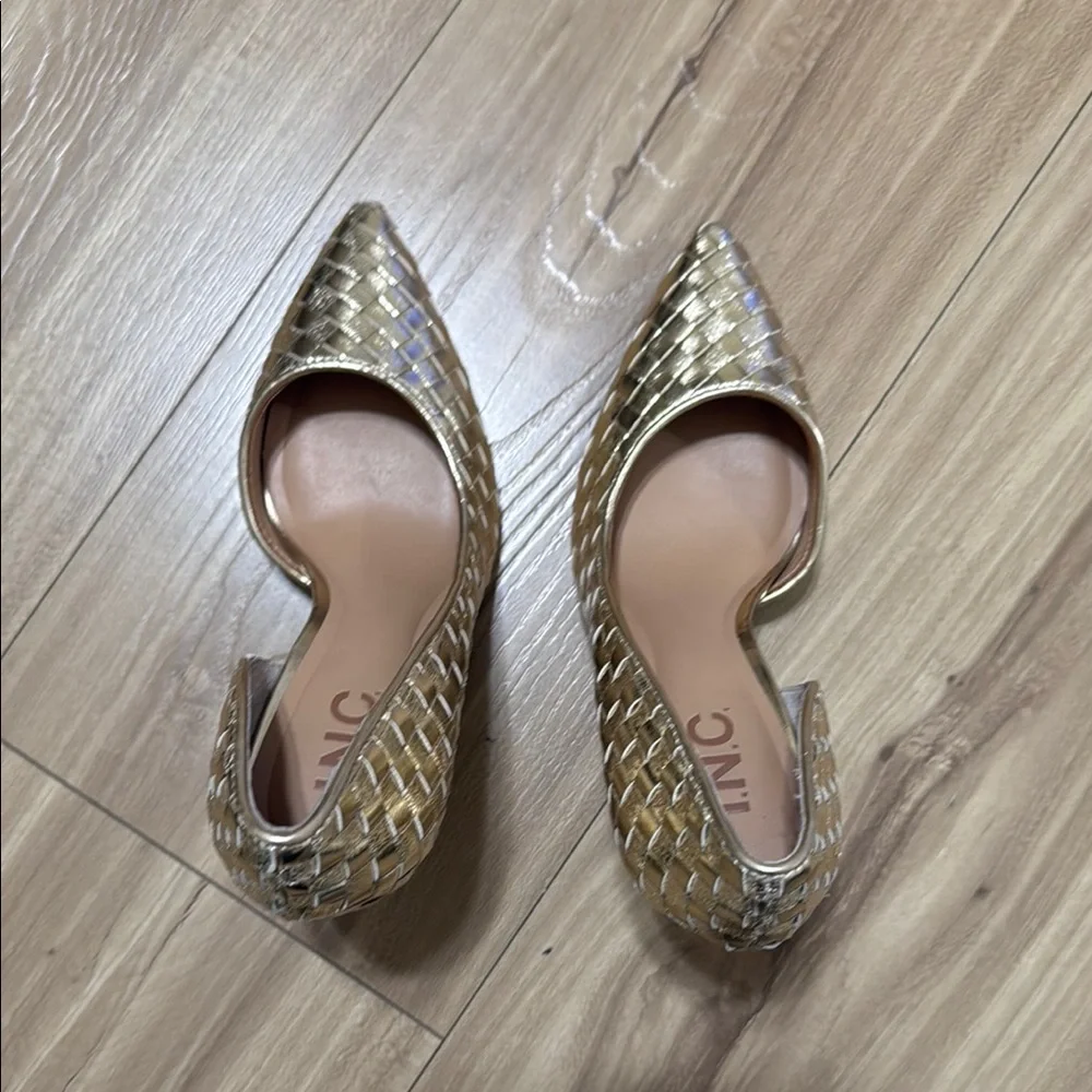 INC International Concepts Women's Gold Woven Heels